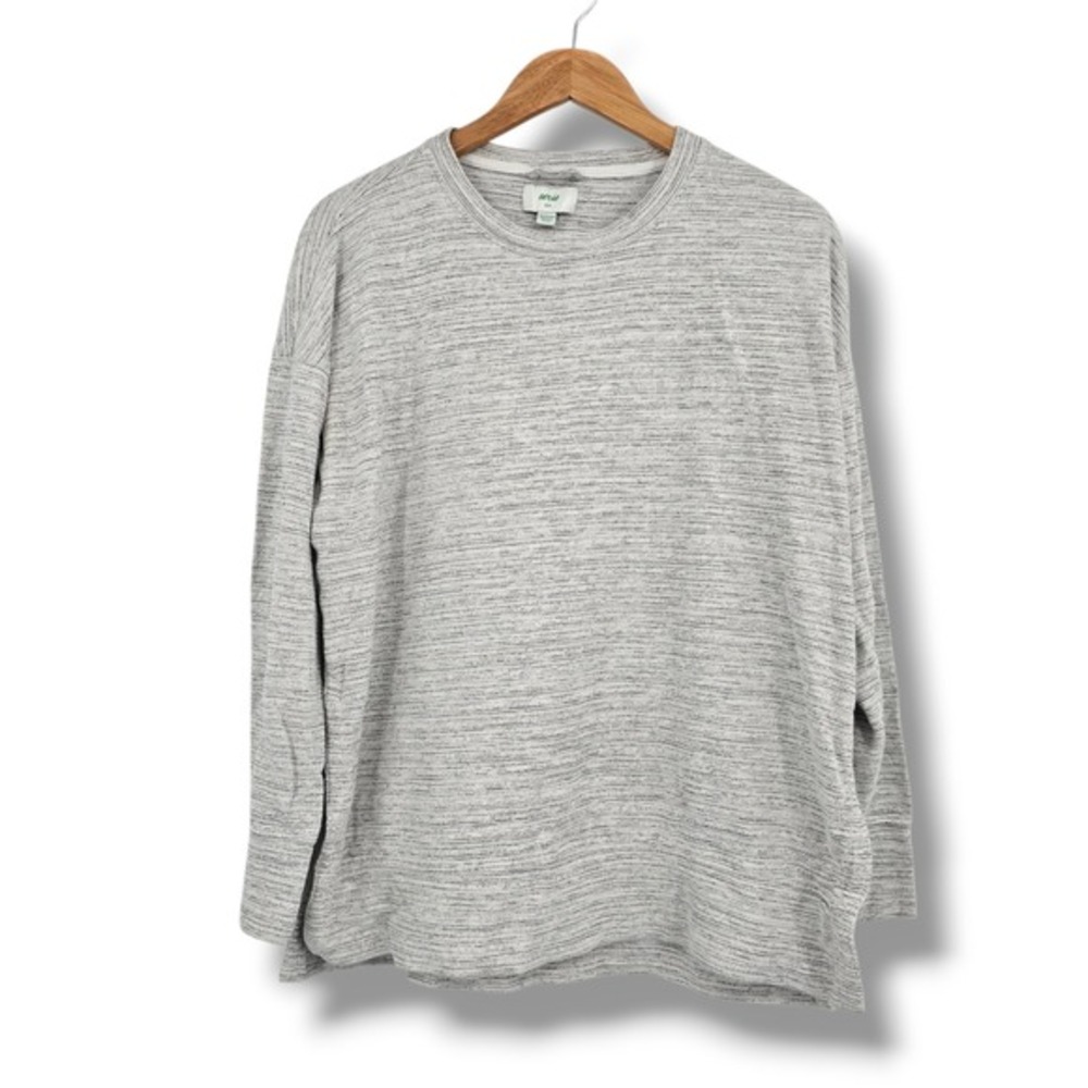 Aerieโ Womens Gray Space Dye Long Sleeve Crewneck Pullover Top Size Small